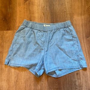 Madewell Blue Chambray Pull-On Shorts Small -NWOT